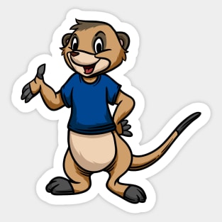 Cute Anthropomorphic Human-like Cartoon Character Meerkat in Clothes Sticker